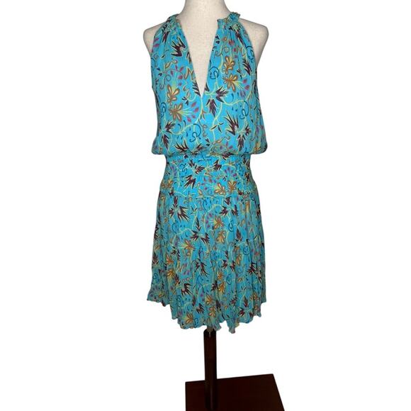 A.L.C. Courtney Floral Smocked Tiered Silk Mini Dress – Sz 4 - Picture 6 of 12